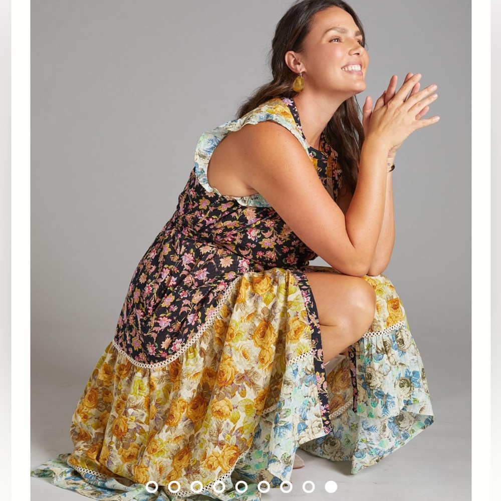 NWT, Anthropologie, Ruffled Floral Midi Dress